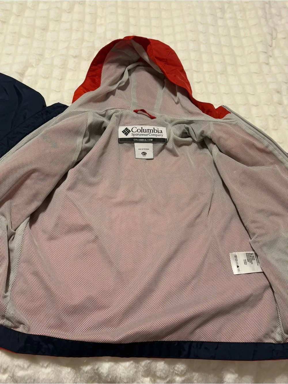 Columbia Red and Navy Hooded Windbreaker Boys Size 6/7